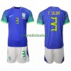 Maillot de Supporter Brésil Thiago Silva 3 Extérieur Coupe du Monde 2022 Pour Enfant